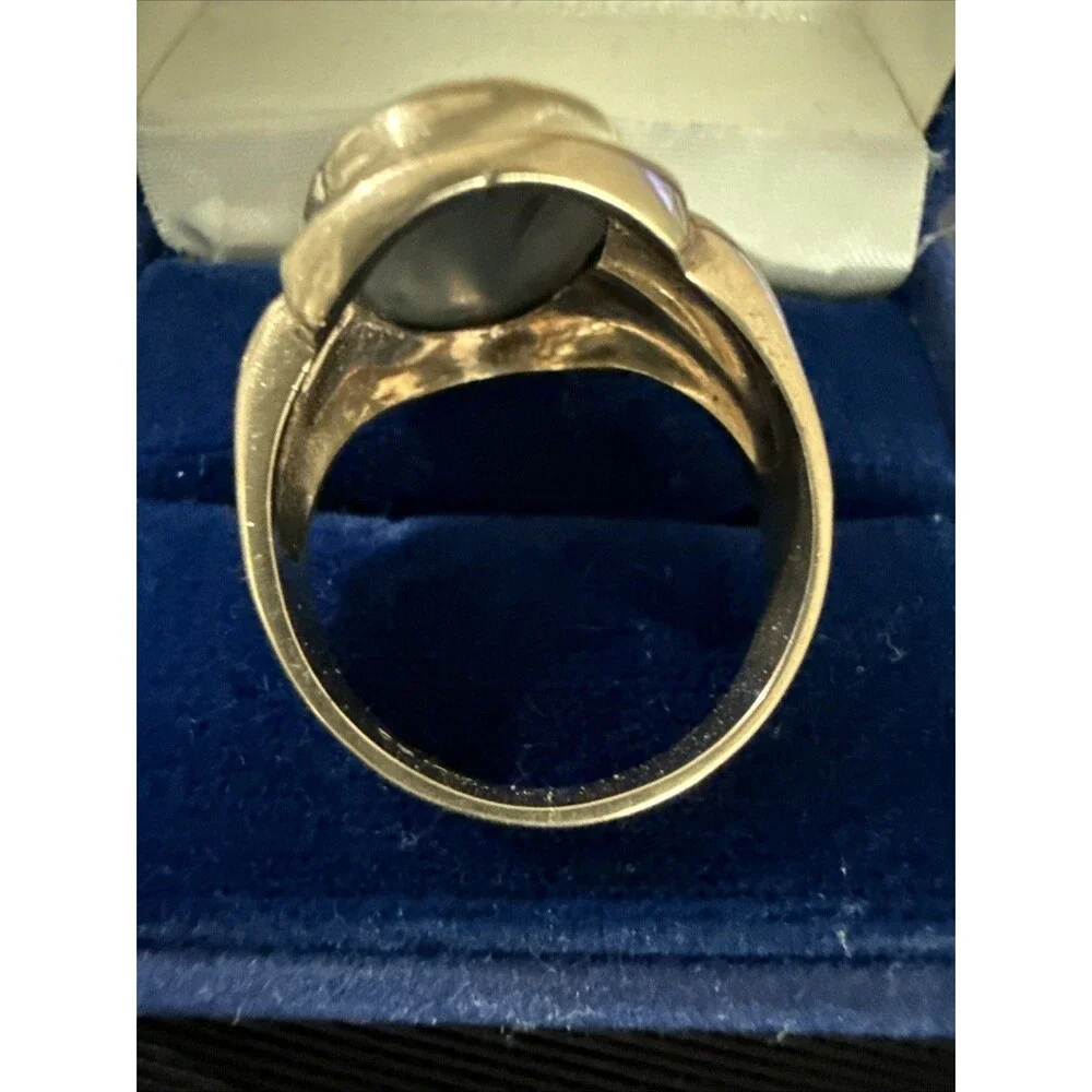 VTG 10K Yellow Gold Ostby & Barton Intaglio Signet Hematite Ring 10.61g Sz 12